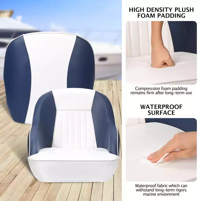 Pontoon Boat Captain Chair  Ergonomic Bucket Seat with Compression Foam Padding and Durable Molded Plastic Frame