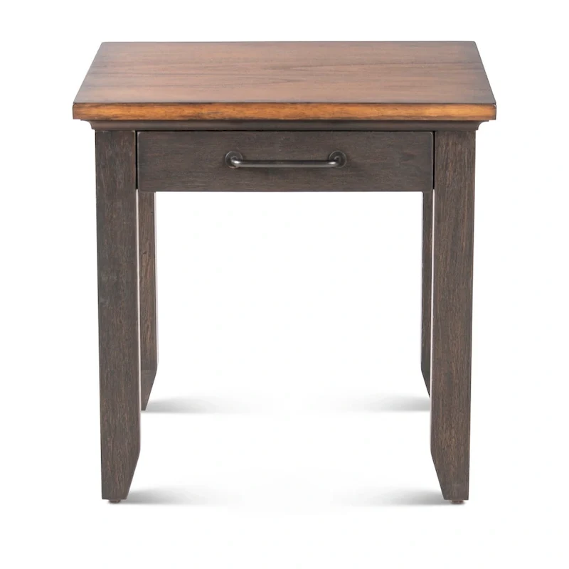 Two-Tone Finish 1-Drawer Wooden Side Table