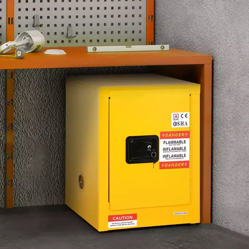 Flammable Safety Cabinet, 12 Gal, Cold-Rolled Steel Flammable Liquid Storage Cabinet, 16.9 x 16.9 x 22 in Explosion Proof, Yellow