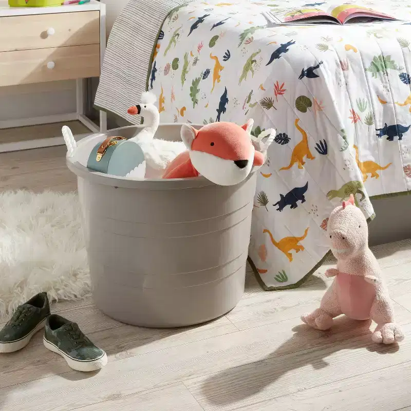 Plastic Kids' Storage Bin with Woven Handles