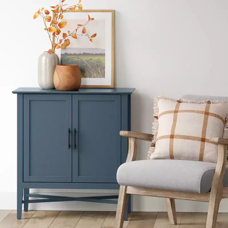 Elloree Storage Cabinet Navy - Threshold™: Home Office Organizer with Divided Interior, Pine Frame