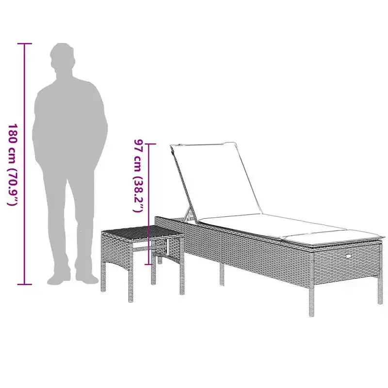 vidaXL Patio Sun Lounger PE rattan Single Multi-Position Backrest