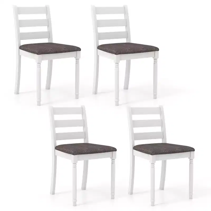 Wooden Dining Chair w/ Acacia Wood Legs Padded Cushion Ladder Back