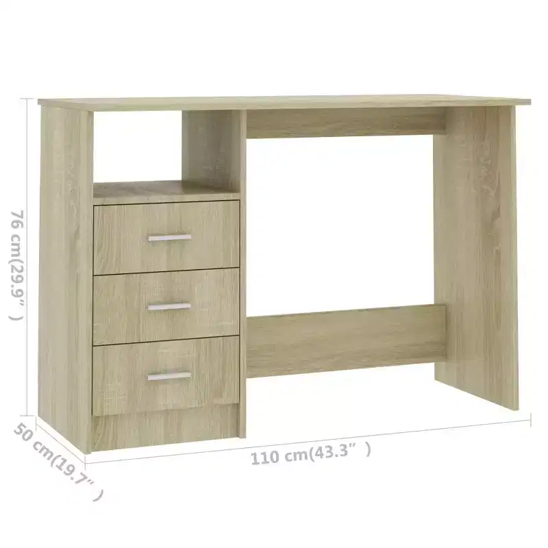 Desk Sonoma Oak Engineered Wood Medium Computer Desk