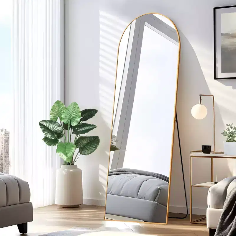 69x24 Aluminum Alloy Side Arched Full Length Mirror - With Stand