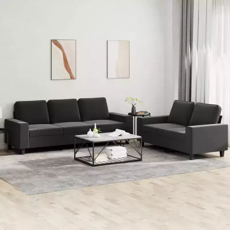 vidaXL 2 Piece Sofa Set Dark Gray Fabric