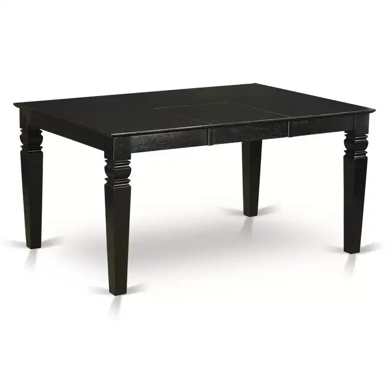 HomeStock Kitchen Dining Table Set Rectangle Table 6 Chairs Black Dark Gray