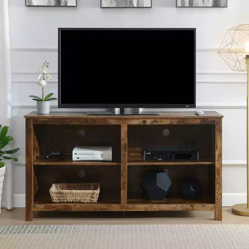 Montana Highboy TV Stand for TVs up to 65 with Shelves Barnwood - Breighton Home: Modern Style, MDF Frame, Fixed Shelf