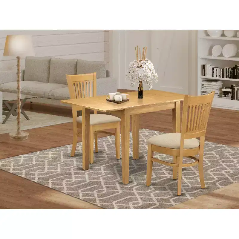 HomeStock Oak Finish Dining Set Mid-Century Style 1234