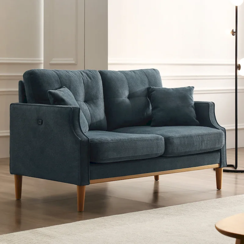 Fabric 2 Seater Loveseat Sofa with USB Charge