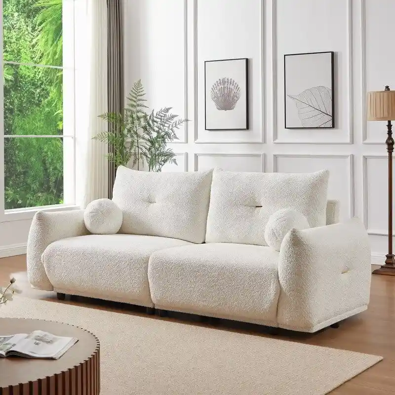 Mid-Century Modern Sofa with 2 Cushions and 2 Pillows