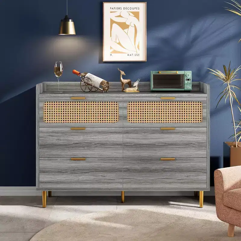 Zstar 47 wide 6 drawer double dresser for bedroom