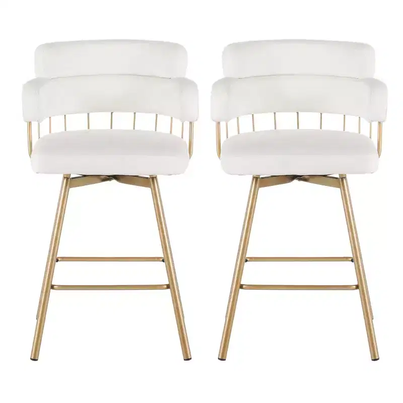 Candy Metal Upholstered 180 Swivel Counter stools with Auto Return ( )