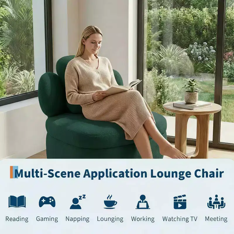 360 Swivel Armchair with Storage Compartment - Plush Velvet Lounge Chair for Living Room Bedroom Office - Green