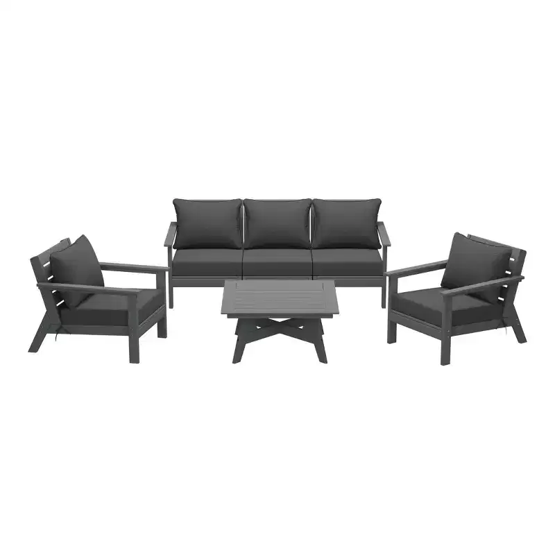 WestinTrends Avalon Outdoor 6-Piece Modular Sectional Patio Furniture Sofa Set, Gray/Gray