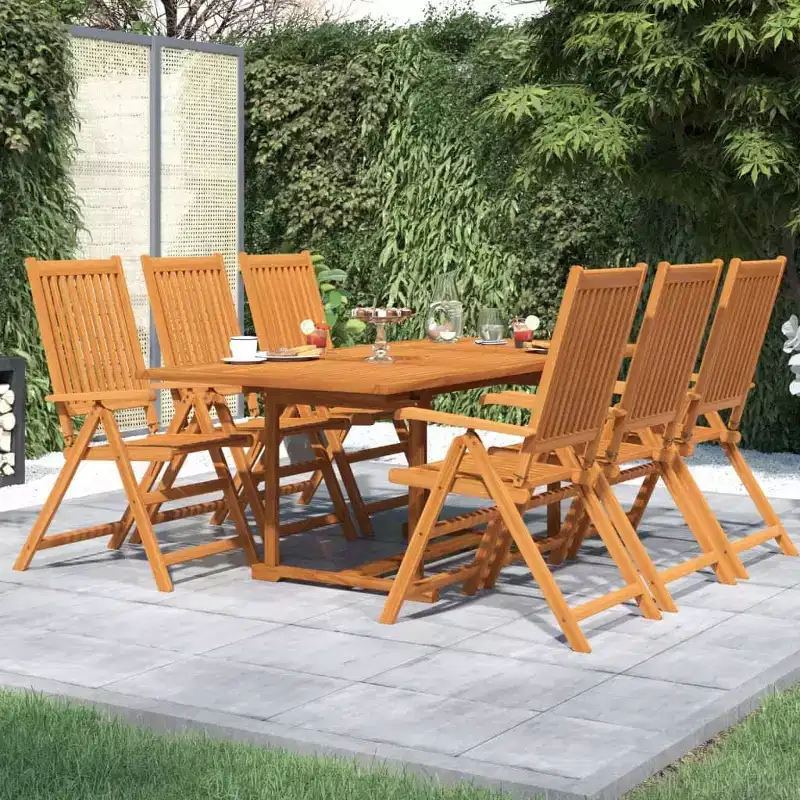 vidaXL Garden Dining Set Natural Wood Solid Acacia Wood Medium Foldable