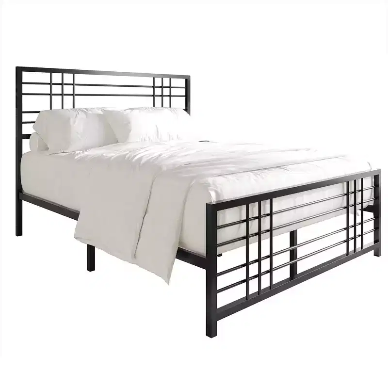 Metal Bed Frame with Headboard and Footboard