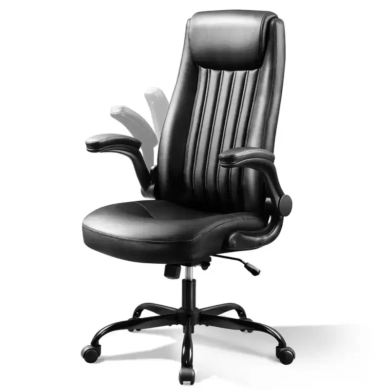Ergonomic High Back Office Chair, Adjustable Flip-up Armrests Desk Chair with Lumbar Support and Thick Headrest