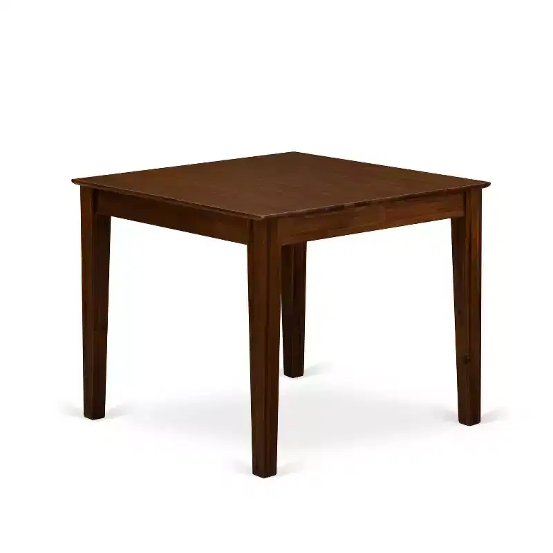 HomeStock 5-Piece Antique Walnut Finish Solid Wood Top - Square Upholstered Dining Room Set - Seats 4