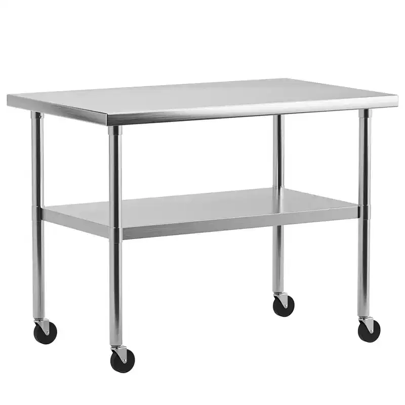 Heavy Duty Stainless Steel Table for Prep and Work, NSF Commercial Table with Adjustable Bottom Shelf for Kitchen, Restaurant, Home, Garage