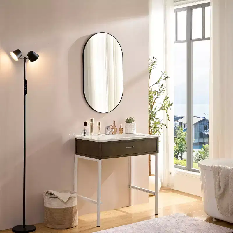 40/36IN Modern Oval Bathroom Mirror, Oval Mirror with Aluminum Frame, Wall Mirror for Bathroom, Living Room, Bedroom