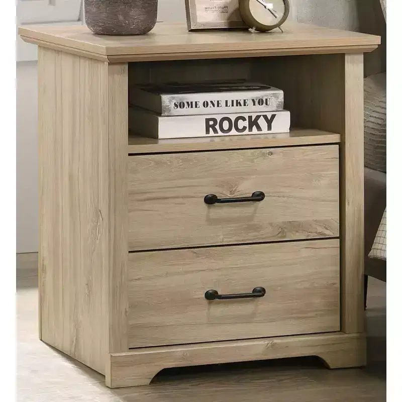 USB Charging 2 Drawer Nightstand for Bedroom and Living Room