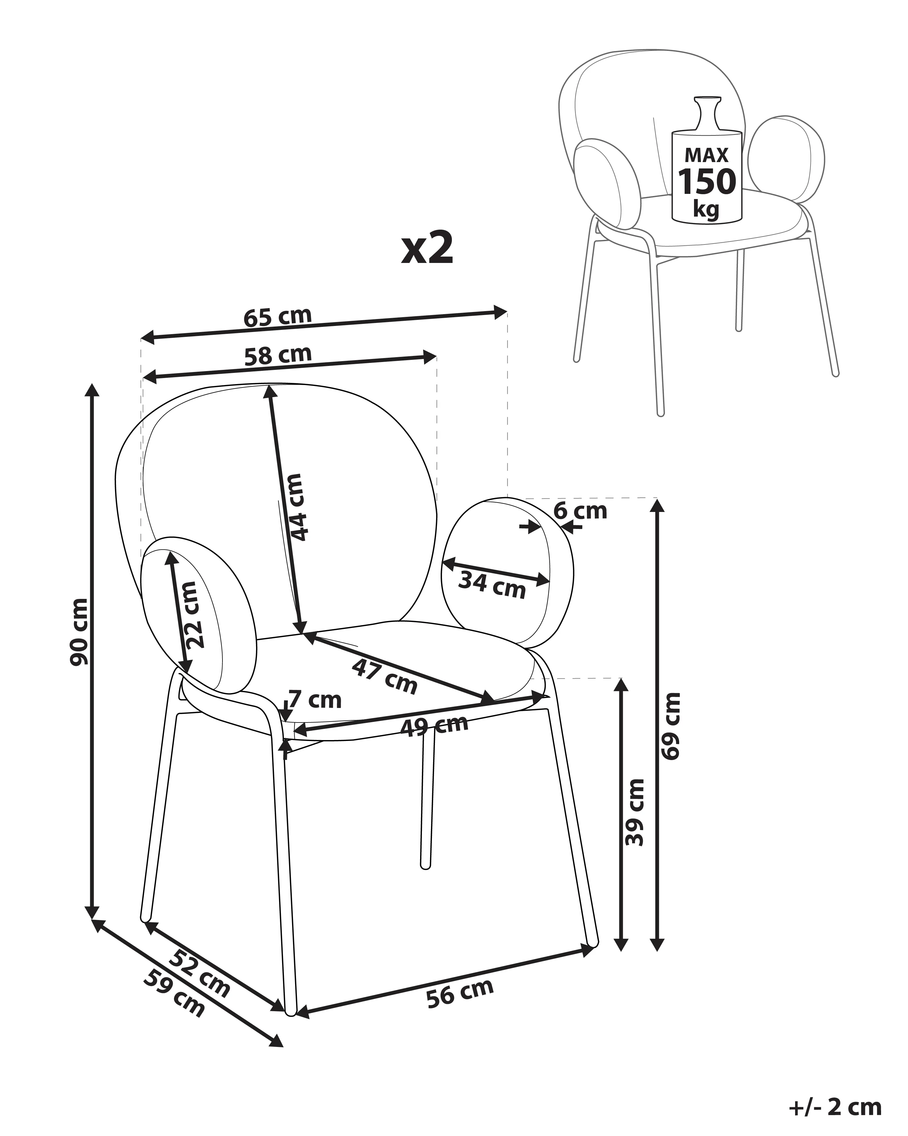 Set di 2 sedie da pranzo Bouclé Verde chiaro
