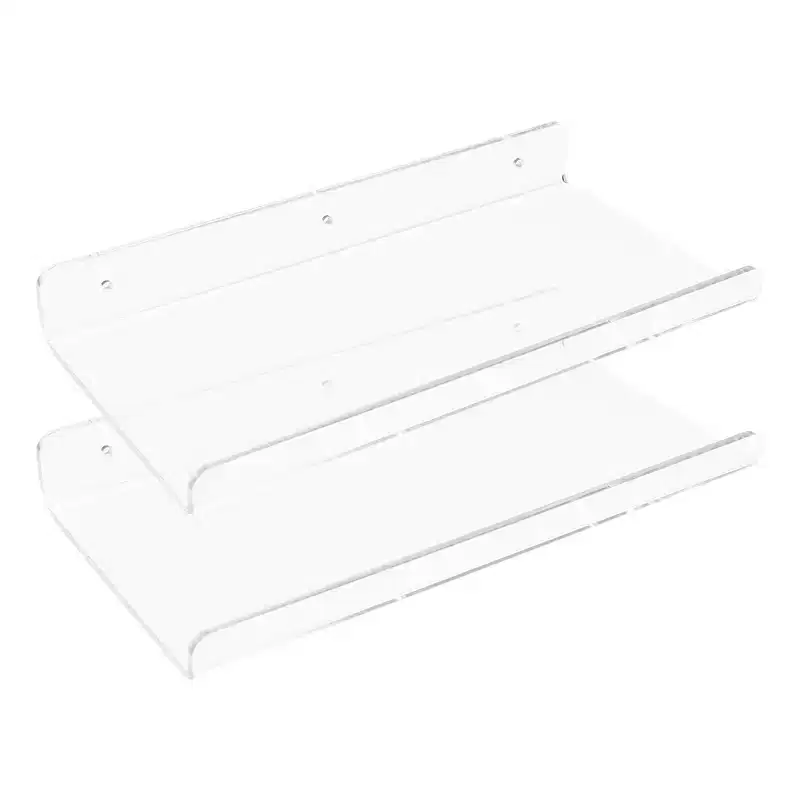 Unique Bargains Clear Acrylic Floating Wall Mounted Shelves for Bathroom and Living Room