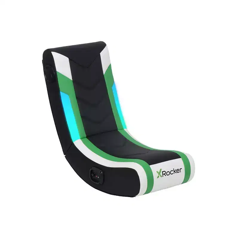 X Rocker Horizon RGB LED Audio Floor Rocker Gaming Chair Green/Black/White