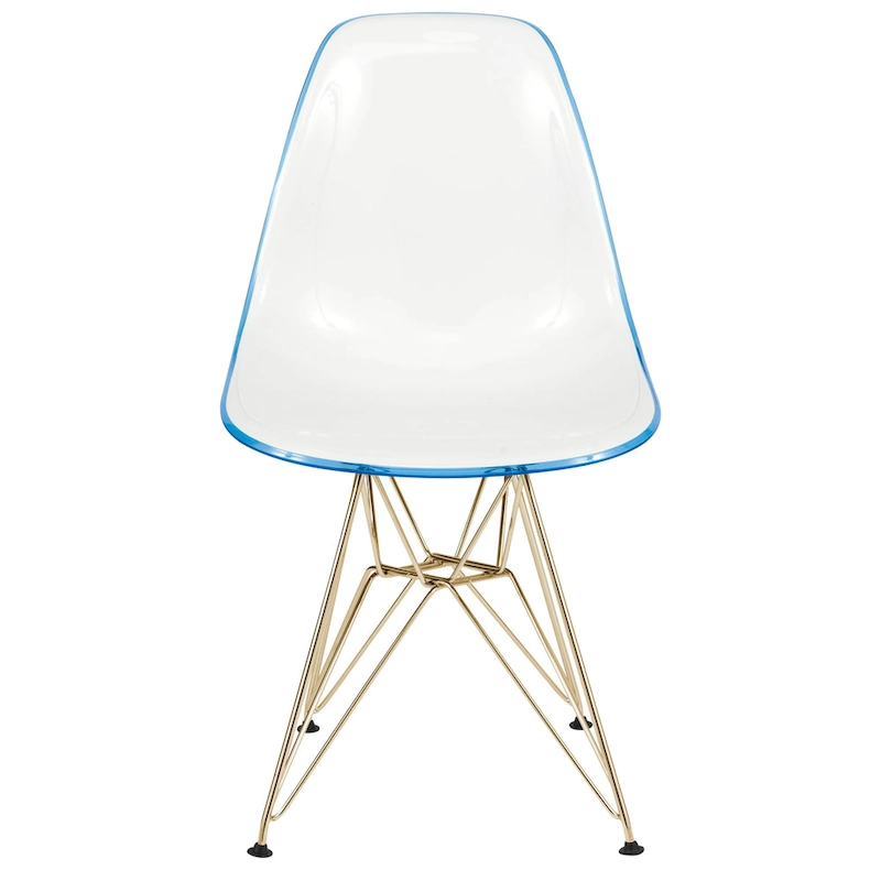 5-Piece Dining Set with 35 Round MDF Table and 4 ABS Plastic Side Chair with Gold Metal Legs