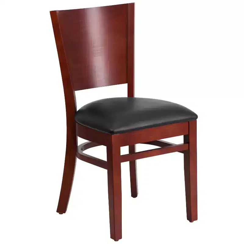 2 Pack Solid Back Wooden Restaurant Chair