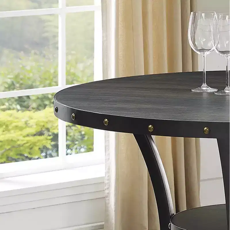 Wood & Metal Counter Height Round Dining Table 48'' Diameter