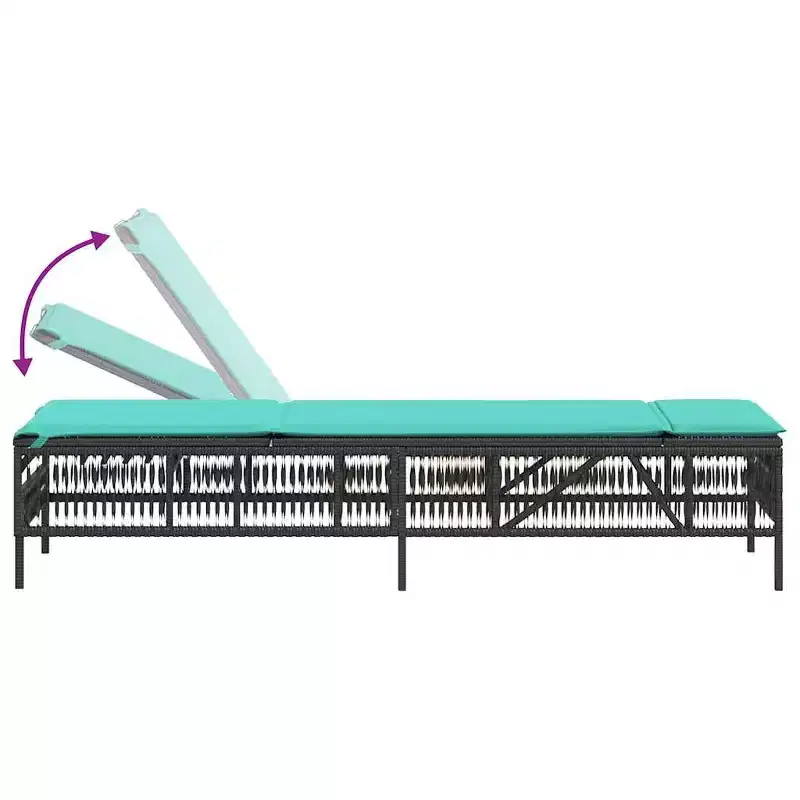 vidaXL Patio Sun Lounger PE rattan Large Multi-Position Backrest