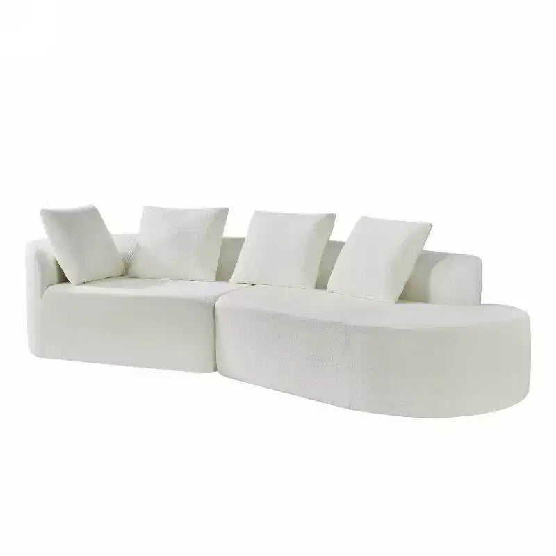 Christopher Knight Home Vivian 116" Modern Curved Sectional Sofa with High-Density Sponge and 4 Pillows Beige