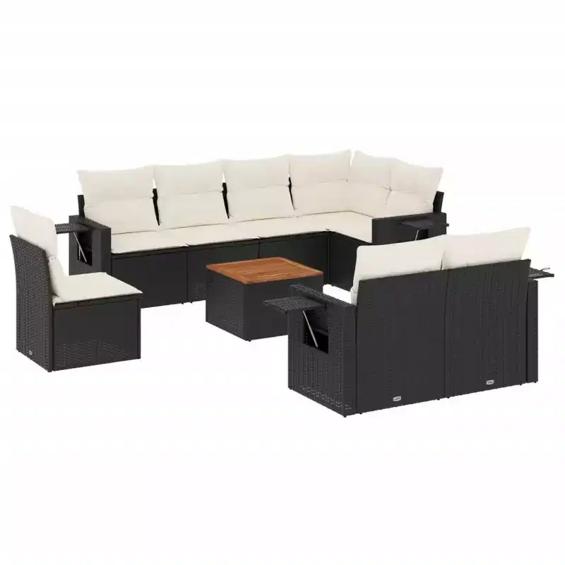 vidaXL Modular Garden Sofa Set with Cushions Poly Rattan