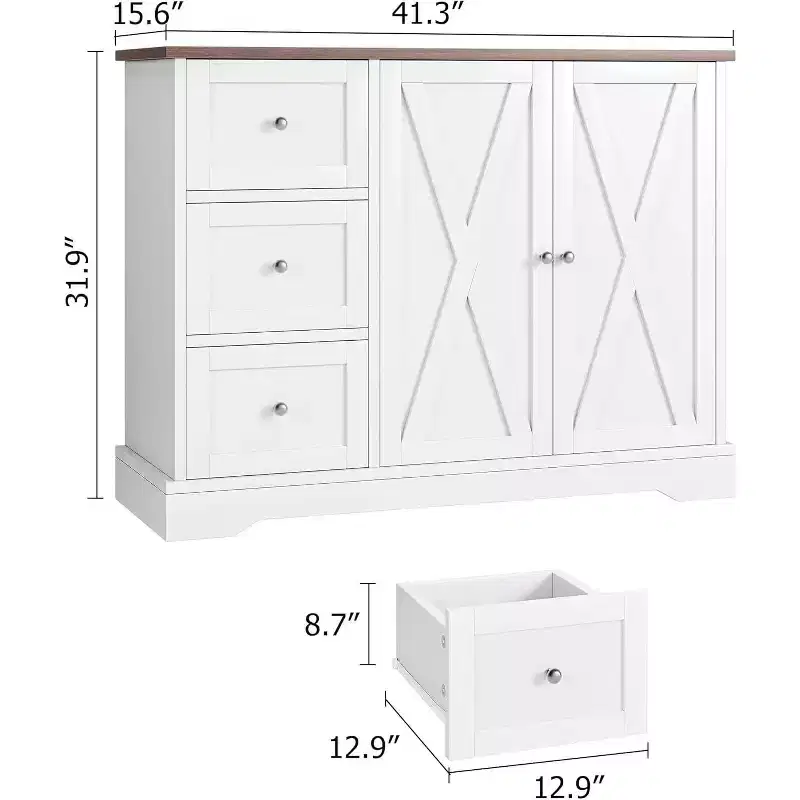 Buffet Cabinet with Doors, Drawers, Farmhouse Coffee Bar Sideboard