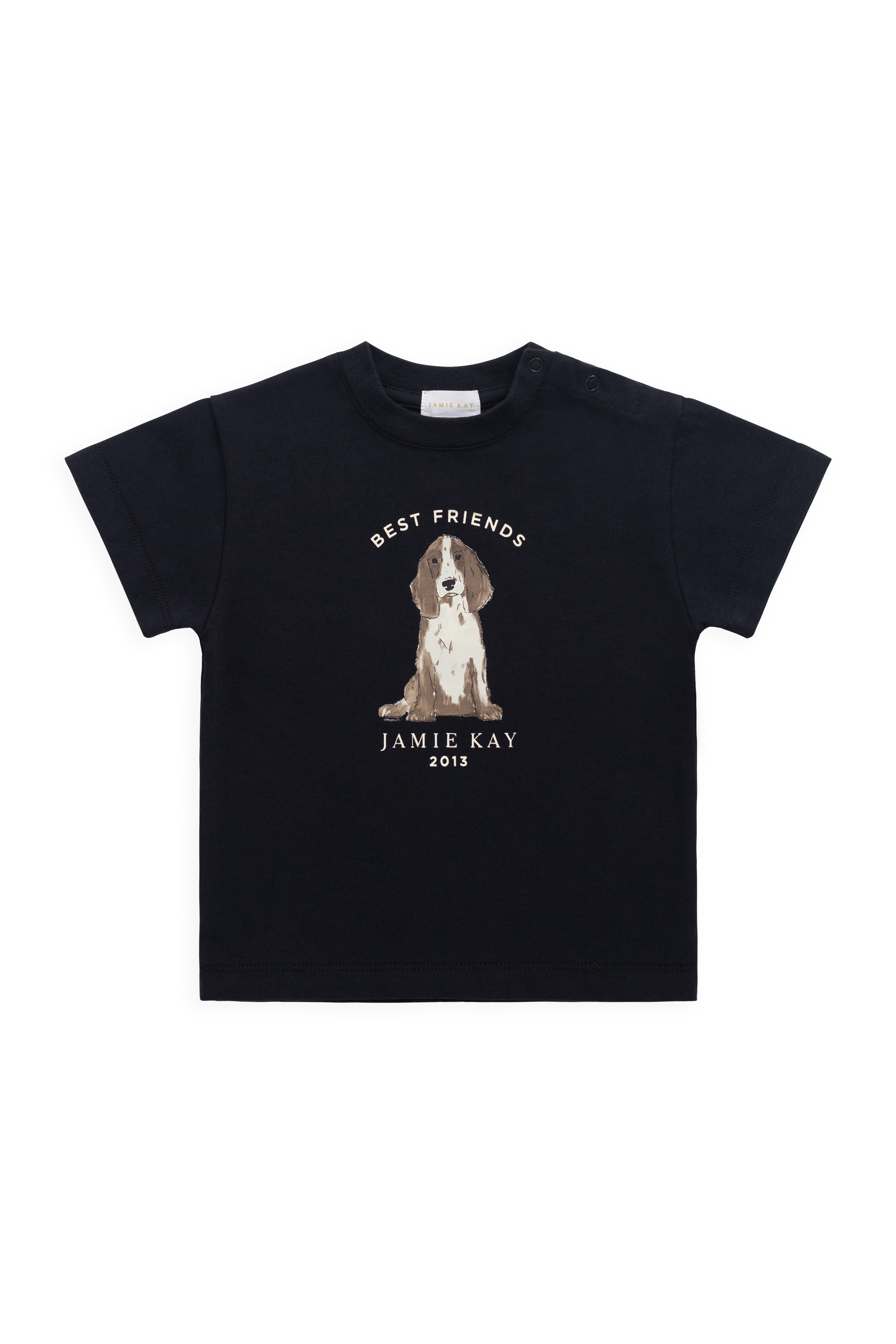 Casual Dark Navy Best Friends Graphic Organic Cotton Short-Sleeve Tee with Relaxed Fit for Kids 6M–8Y