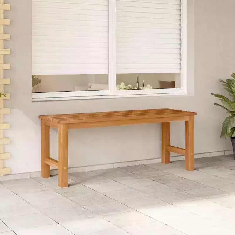 Bench Brown Solid Teak Wood 45 in Strong Bench Rectangular