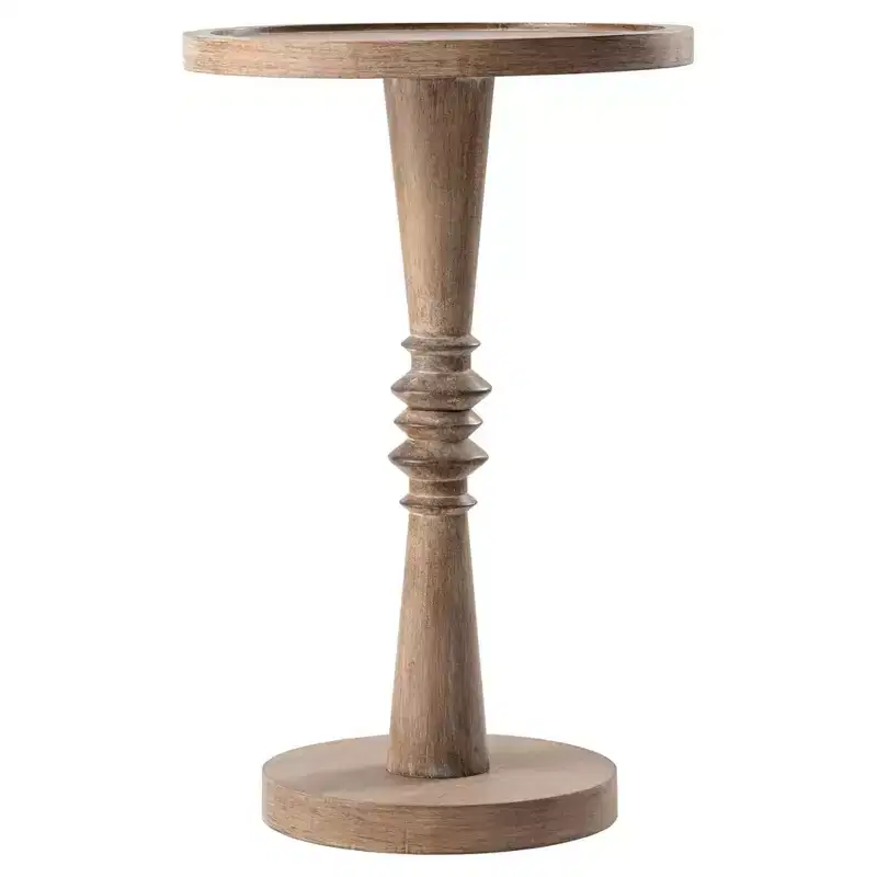 COZAYH Pedestal Tray Top End Table for Holding Drinks, Lamps or Plants, Farmhouse & Rustic Style for Living Room or Bedroom, Brown