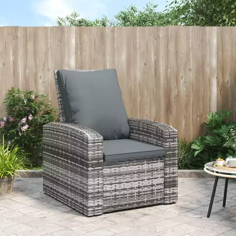 vidaXL Garden Reclining Chair PE Rattan Single Sofa
