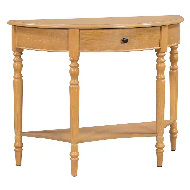Polibi Farmhouse Crescent Entry Console with Drawer & Shelf