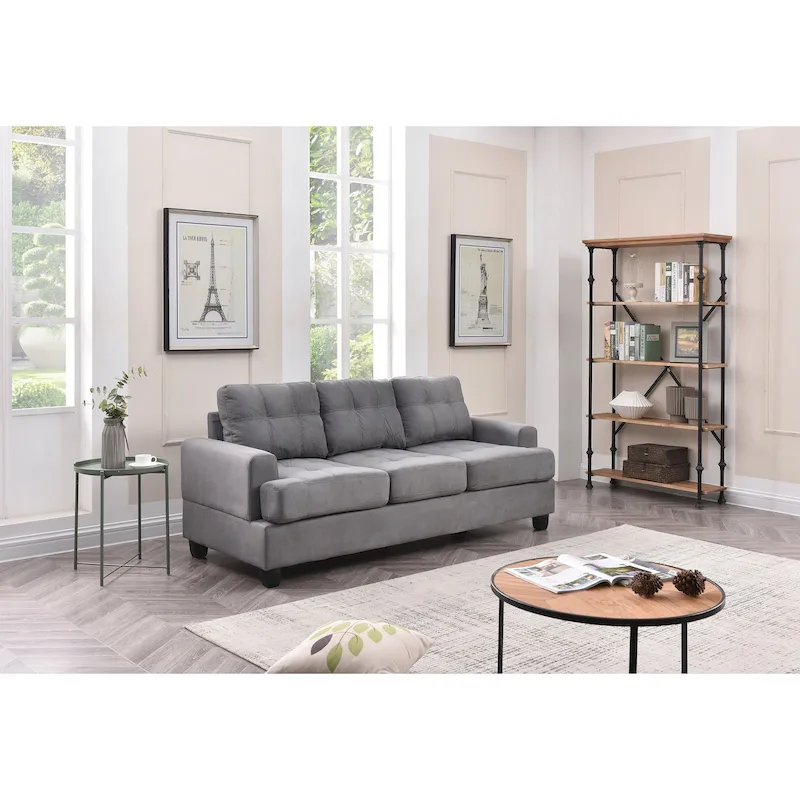 Sandridge 79 in. W Flared Arm Microfiber Straight Sofa - 34L x 79W x 36H