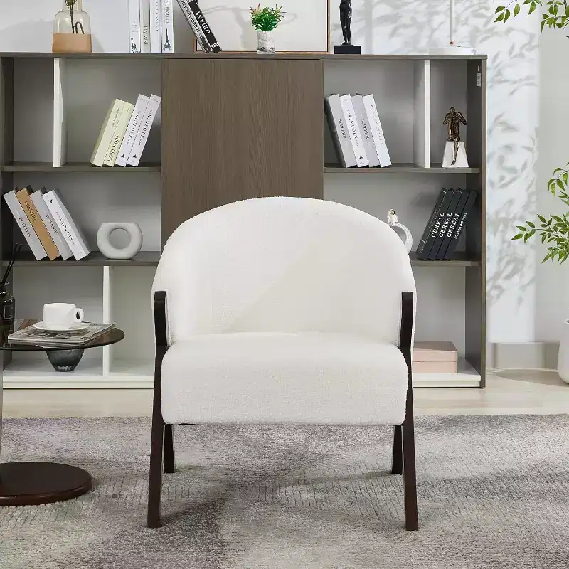 Modern style armchair, PU material, comfortable cushioned reading chair, armless sofa chair, suitable for living room and bedroom