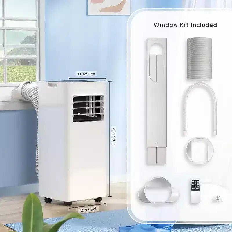 ZAFRO Portable Air Conditioner, 8000 BTU 3 Modes & Speeds with Remote Control, 24H Timer for Bedroom/Office, White