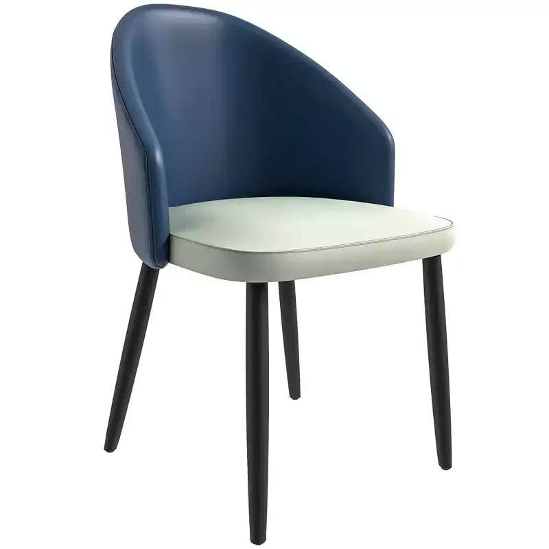 LeisureMod Paradiso Modern Upholstered Chair  Curved Back, Black Solid Wood Legs, Stylish Comfortable Side Chair for Dining, Kitchen & Living