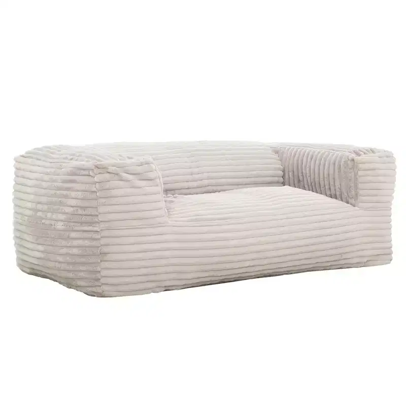 HomeStock Redd Taupe Corduroy Foam Bean Bag Sofa