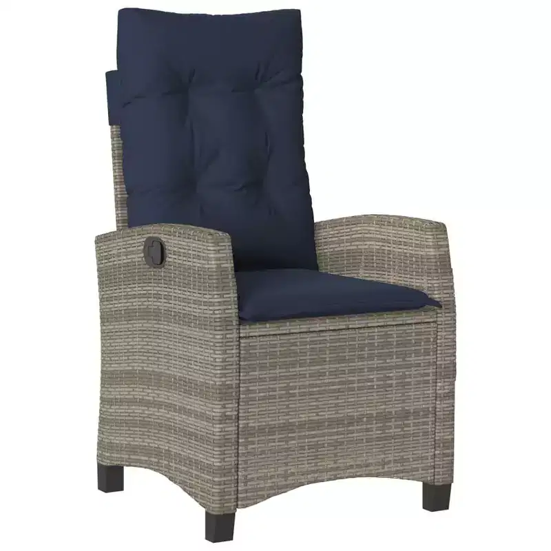 vidaXL Reclining Garden Chair Grey PE Rattan Standard