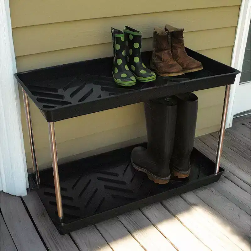 Two-Tier Black Boot Tray, Recycled Polypropylene