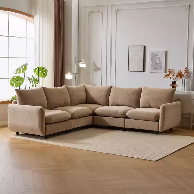 Christopher Knight Home Acker 5 Piece Modern Upholstered Modular Sectional Sofa Set