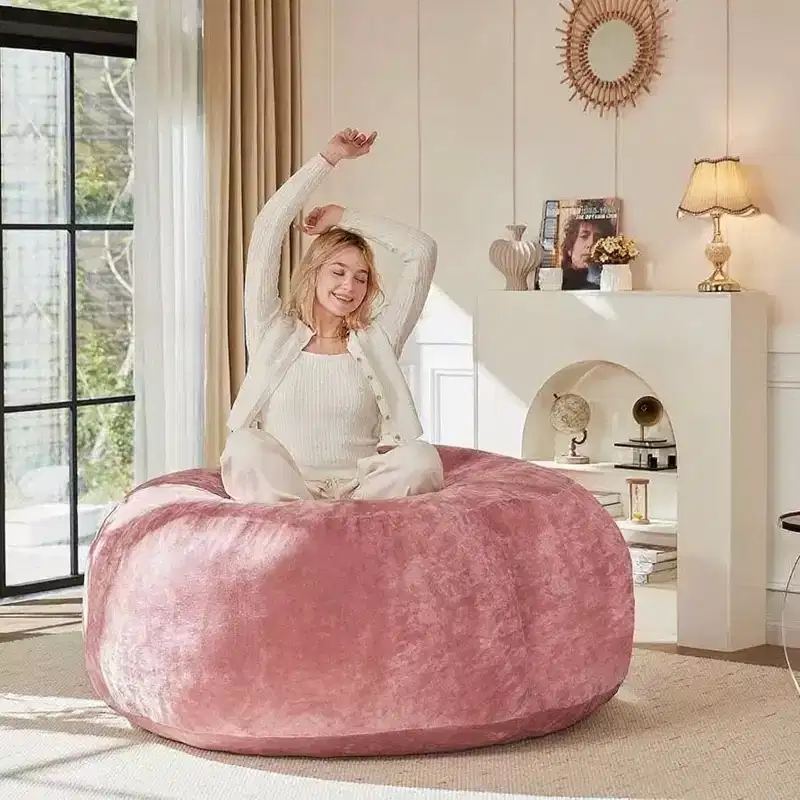 4FT Memory Foam Bean Bag Chair with Removable Flannel Cover – Living Room & Bedroom
